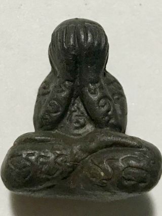 Phra Pidta Lp Kron Rare Old Thai Buddha Amulet Pendant Magic Ancient Idol 27