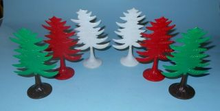 1950s Plasticville Play Set Hard Plastic Trees In 3 Colors