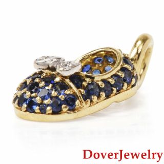 Aaron Basha Diamond Sapphire 18k Gold Baby Bow Shoe Charm 6.  3 Grams Nr $5,  800