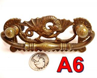 Antique Victorian Winged Griffin/dragon Brass Drawer Pull Rj Horner Quality A6