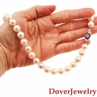 Estate Diamond Ruby Pearl 18k White Gold Necklace 51.  7 Grams Nr