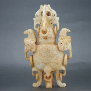 Collectible Chinese Old Jade Skillfully Carving Incense Burner E02