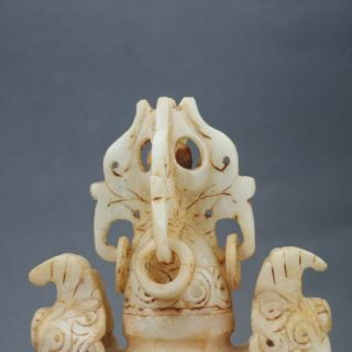 COLLECTIBLE CHINESE OLD JADE SKILLFULLY CARVING INCENSE BURNER e02 2
