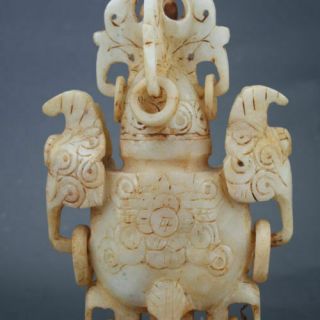 COLLECTIBLE CHINESE OLD JADE SKILLFULLY CARVING INCENSE BURNER e02 3