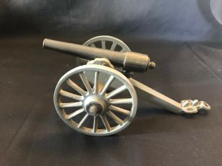 Old Vtg Cast Iron Penncraft 1865 Rolling Civil War 4.  25 " Cannon On 3 " Wheels