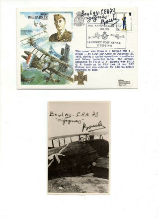 Ww1 French Pilot Paul Boulay S.  P.  A.  73 " Cigognes " Two Signatures