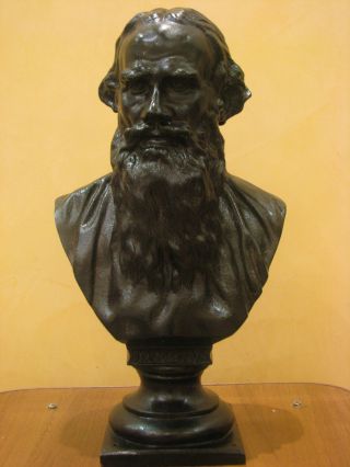 Antique Museum Item Russian Bust Cast Iron Writer Tolstoy Kasli 19th Century