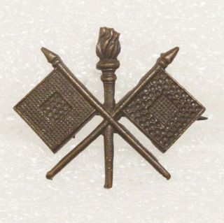 Army Officer Collar Pin: Signal Corps - Wwi,  Bronze,  British Made