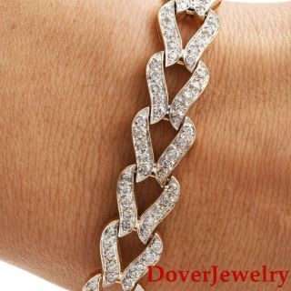 Estate 3.  80ct Diamond 14k Gold Cluster Fancy Link Bracelet 21.  8 Grams Nr