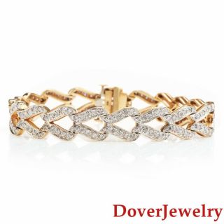 Estate 3.  80ct Diamond 14K Gold Cluster Fancy Link Bracelet 21.  8 Grams NR 2