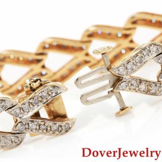 Estate 3.  80ct Diamond 14K Gold Cluster Fancy Link Bracelet 21.  8 Grams NR 4
