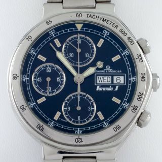 Baume & Mercier Ss Formula S Automatic Watch W/ Chronograph,  Day & Date Mv04fo13
