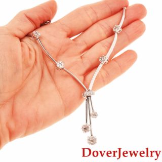 Estate 2.  30ct Diamond 14k Gold Floral Chain Dangle Necklace 17.  1 Grams Nr