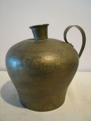 antique Primitive BRASS ? COPPER ? JUG Dovetailed 3