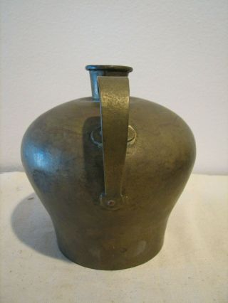 antique Primitive BRASS ? COPPER ? JUG Dovetailed 4