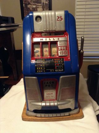 Mills 25 Cent 777 Hi - Top Antique Slot Machine