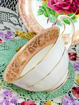 ADDERLEY PURPLE ROSES PINK & GOLD GILT FLORAL TEA CUP AND SAUCER 5