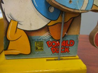 VINTAGE FISHER PRICE DONALD DUCK DRUM MAJOR WOODEN PULL TOY NO.  432 - 532 5
