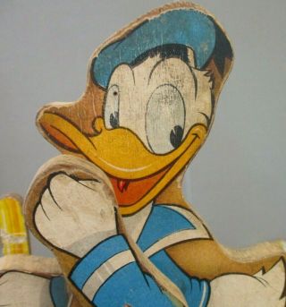 VINTAGE FISHER PRICE DONALD DUCK DRUM MAJOR WOODEN PULL TOY NO.  432 - 532 8