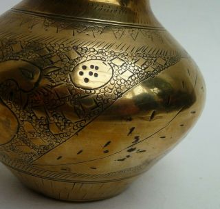 Antique Brass Hindu Bird God Garuda - Decorated Bowl / Pot - Indian 5