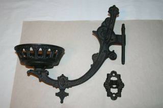 Large Cast Iron Oil Lamp Wall Hanger With Bracket 3