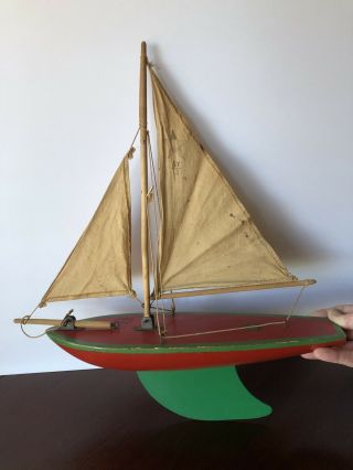 Star Yacht Sailboat Boat Vtg Birkenhead Wooden Toy London England