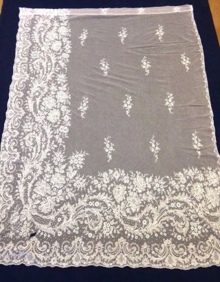 Antique French Country Victorian Chic Tambour Lace Curtains w/ Floral Pattern 4