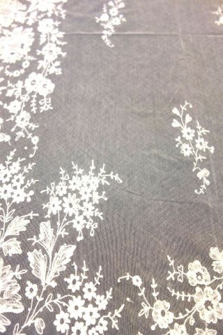 Antique French Country Victorian Chic Tambour Lace Curtains w/ Floral Pattern 5