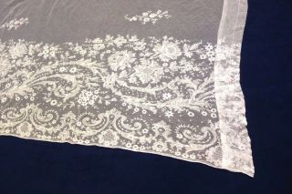 Antique French Country Victorian Chic Tambour Lace Curtains w/ Floral Pattern 7