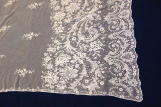Antique French Country Victorian Chic Tambour Lace Curtains w/ Floral Pattern 8