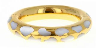 Rare Tiffany & Co.  Angela Cummings Mother - Of - Pearl Gold Bangle Bracelet 71.  8g