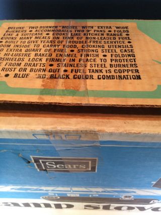 Vintage NIB SEARS Blue 2 Mantle Lantern AND Sears Deluxe 2 Burner Stove Coleman 4