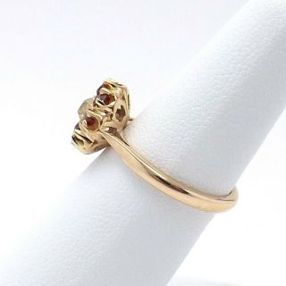 Victorian 18K Rose Gold.  75ctw Chunky Old Mine Cut Diamond Ruby Halo Ring Sz6.  25 3