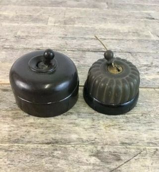 Brass & Ceramic Jelly Mould Dolly Light Switch With Crabtree Bakelite Piece.