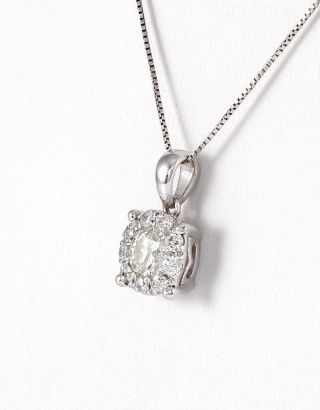 Estate 14k White Gold Diamond Halo.  70 CTW Necklace 20 In Chain Amber 2