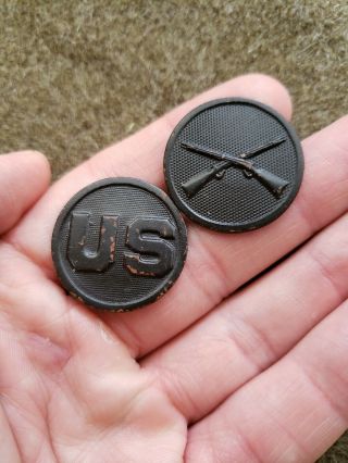 Wwi Us Army Enlisted Infantry Collar Insignia Disc Pin
