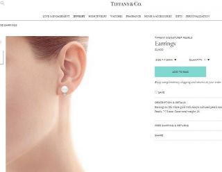 TIFFANY & Co Signature 18K Yellow Gold Akoya Pearl & Diamond Earrings Rtl $1,  400 3