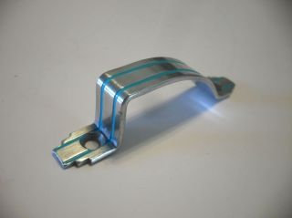 Vintage Nos Satin Aluminum Cabinet Door Pull With Turquoise Lines Handle Mcm
