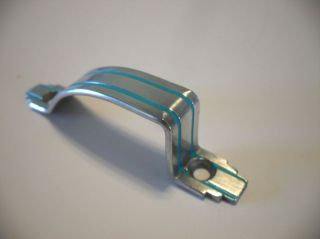 Vintage NOS Satin ALUMINUM Cabinet DOOR Pull with TURQUOISE Lines Handle MCM 2