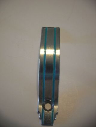 Vintage NOS Satin ALUMINUM Cabinet DOOR Pull with TURQUOISE Lines Handle MCM 3