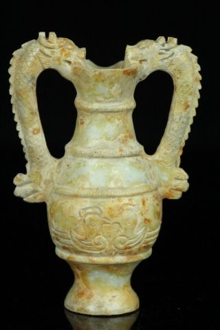 Apr227 Chinese Fine Carved Russet Jade Vase Type Statue Figure