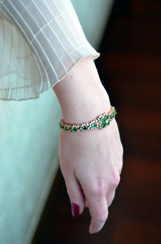 Vintage 1970s Harry Winston Colombian Emerald and Diamond Bracelet in 18K Gold 8