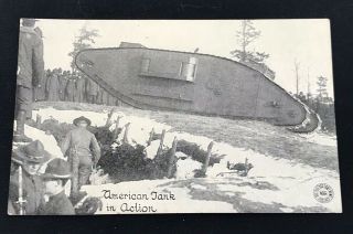 Wwi Us Army Tanks In Action Postcard