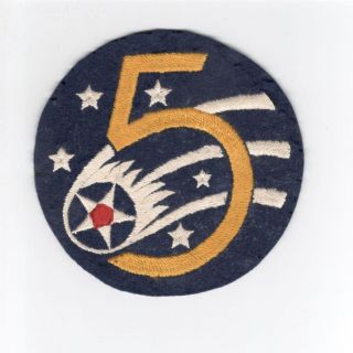 4 - 1/4 " Aussie Made Ww 2 Us Army Air Forces 5th Air Force Jacket Patch Inv J003