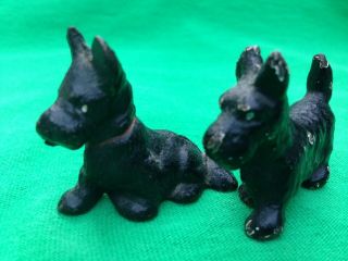 1930 Hubley 2 Iron Scottie Dogs Scottish Terriers Paint Lancaster Pa