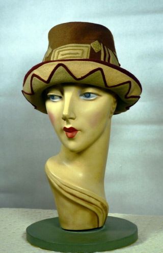 RARE 1920s Vintage LENCI FELT CLOCHE HAT_Italian Doll Maker_Ars Lenci Torino 3