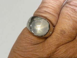 15ct Natural No Heat Star Sapphire Diamond 14k Mens Ring 16g White Gold Vintage 12