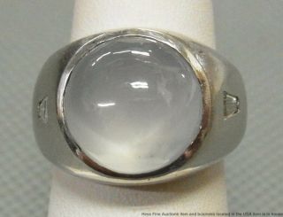 15ct Natural No Heat Star Sapphire Diamond 14k Mens Ring 16g White Gold Vintage 3