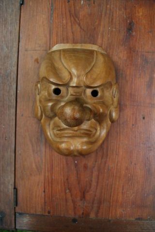 Tengu Decorative Wooden Kyogen Mask Youkai Kagura Noh Bugaku Kabuki Style Japan