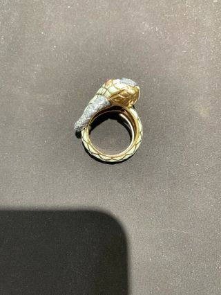 Vintage David Webb.  35 Carat Diamond Ruby & Enamel 18K Gold Snake Ring Size 6.  5 5